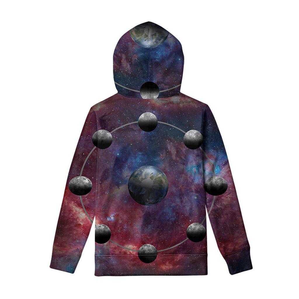 Galaxy Lunar Phase Print Pullover Hoodie