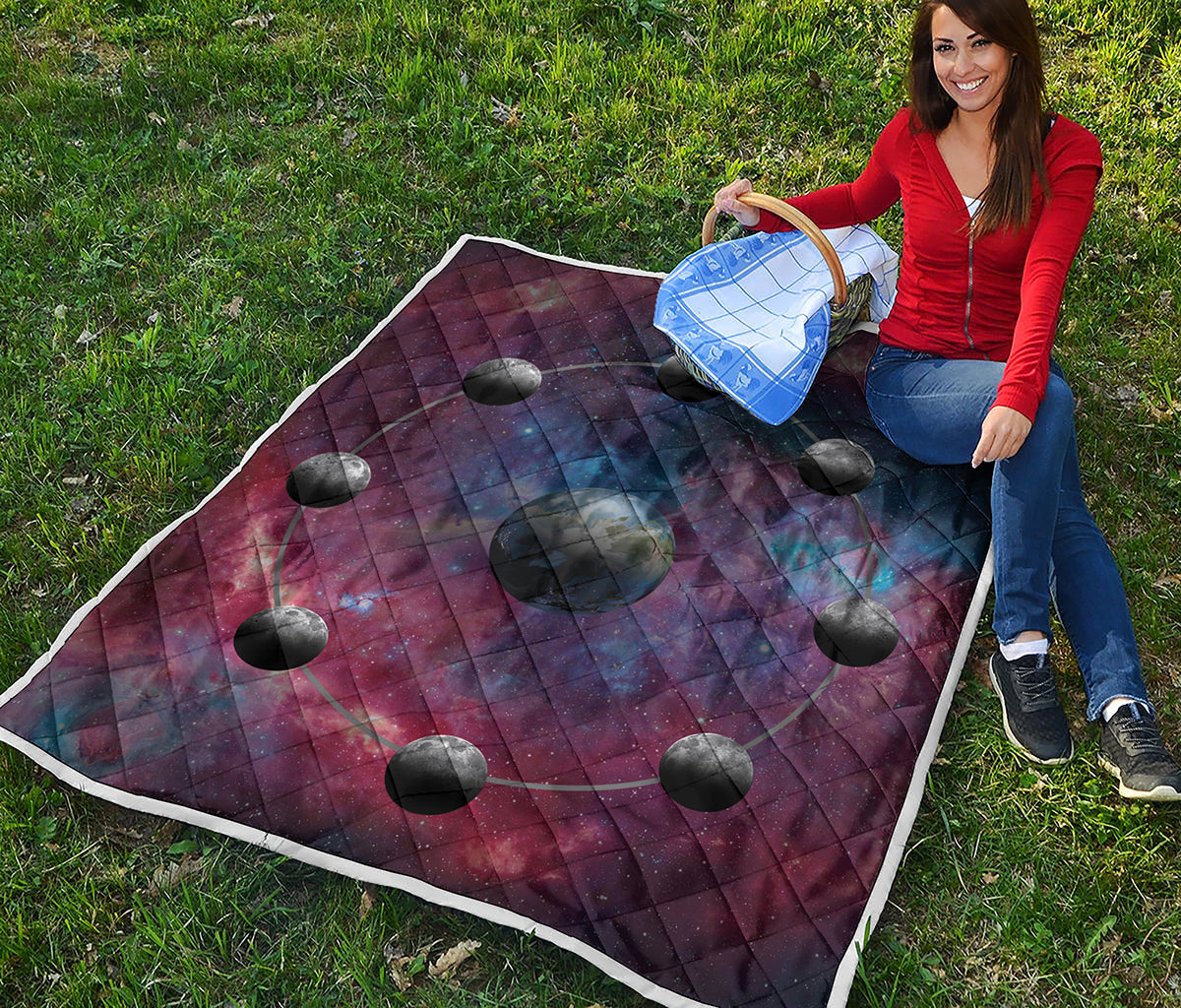 Galaxy Lunar Phase Print Quilt