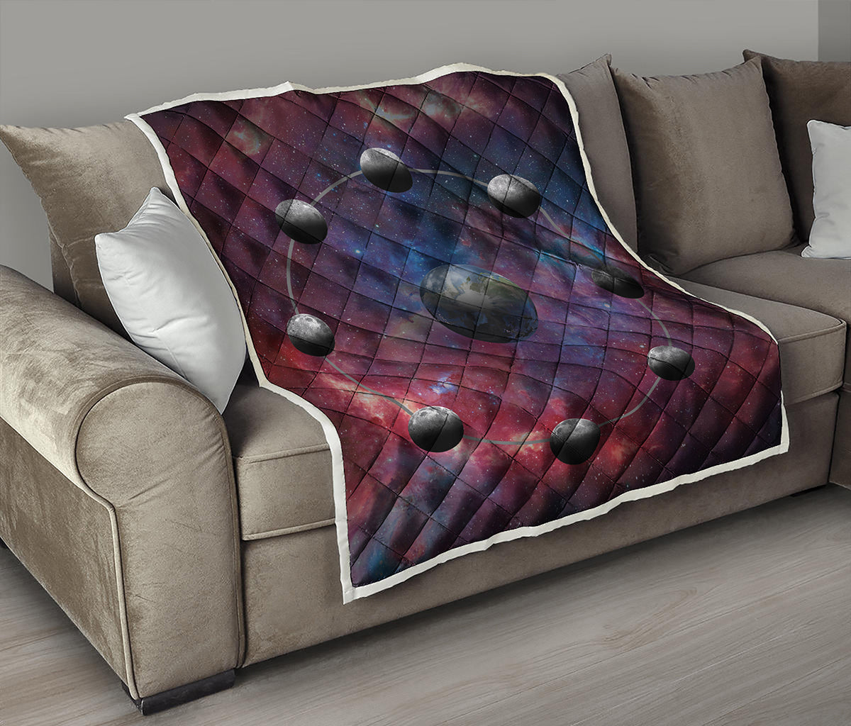 Galaxy Lunar Phase Print Quilt