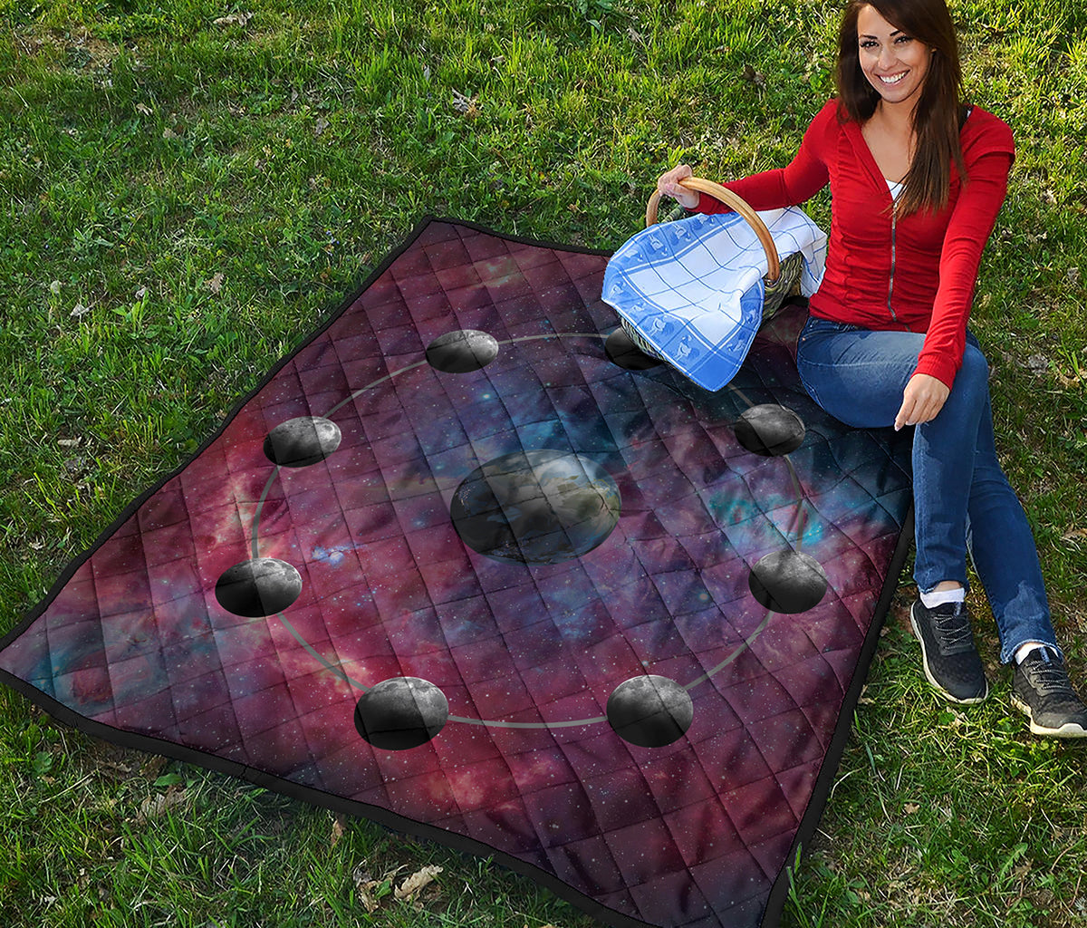 Galaxy Lunar Phase Print Quilt