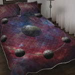 Galaxy Lunar Phase Print Quilt Bed Set