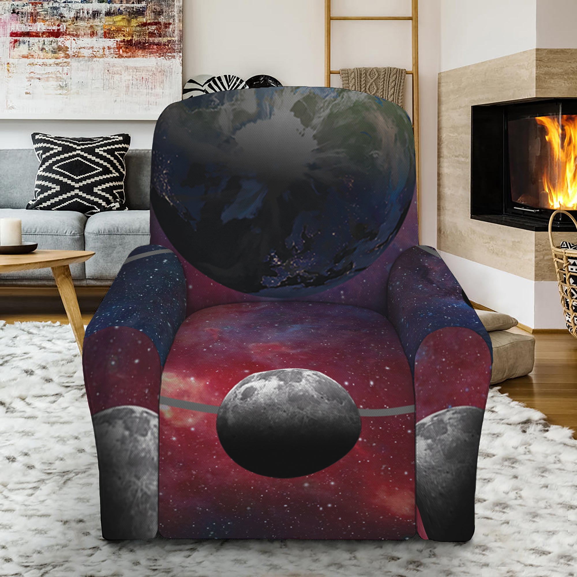 Galaxy Lunar Phase Print Recliner Slipcover