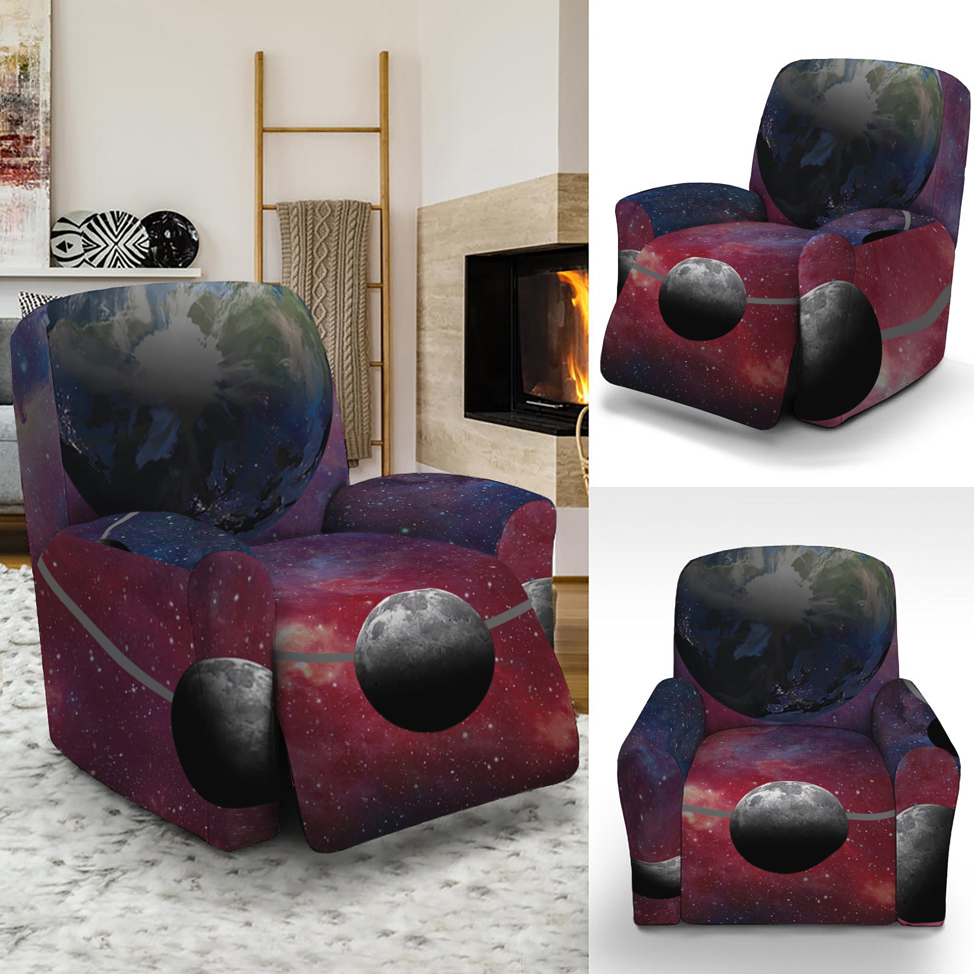 Galaxy Lunar Phase Print Recliner Slipcover