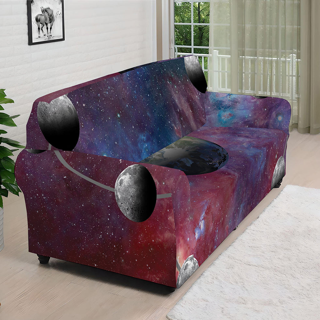 Galaxy Lunar Phase Print Sofa Cover