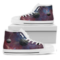 Galaxy Lunar Phase Print White High Top Sneakers