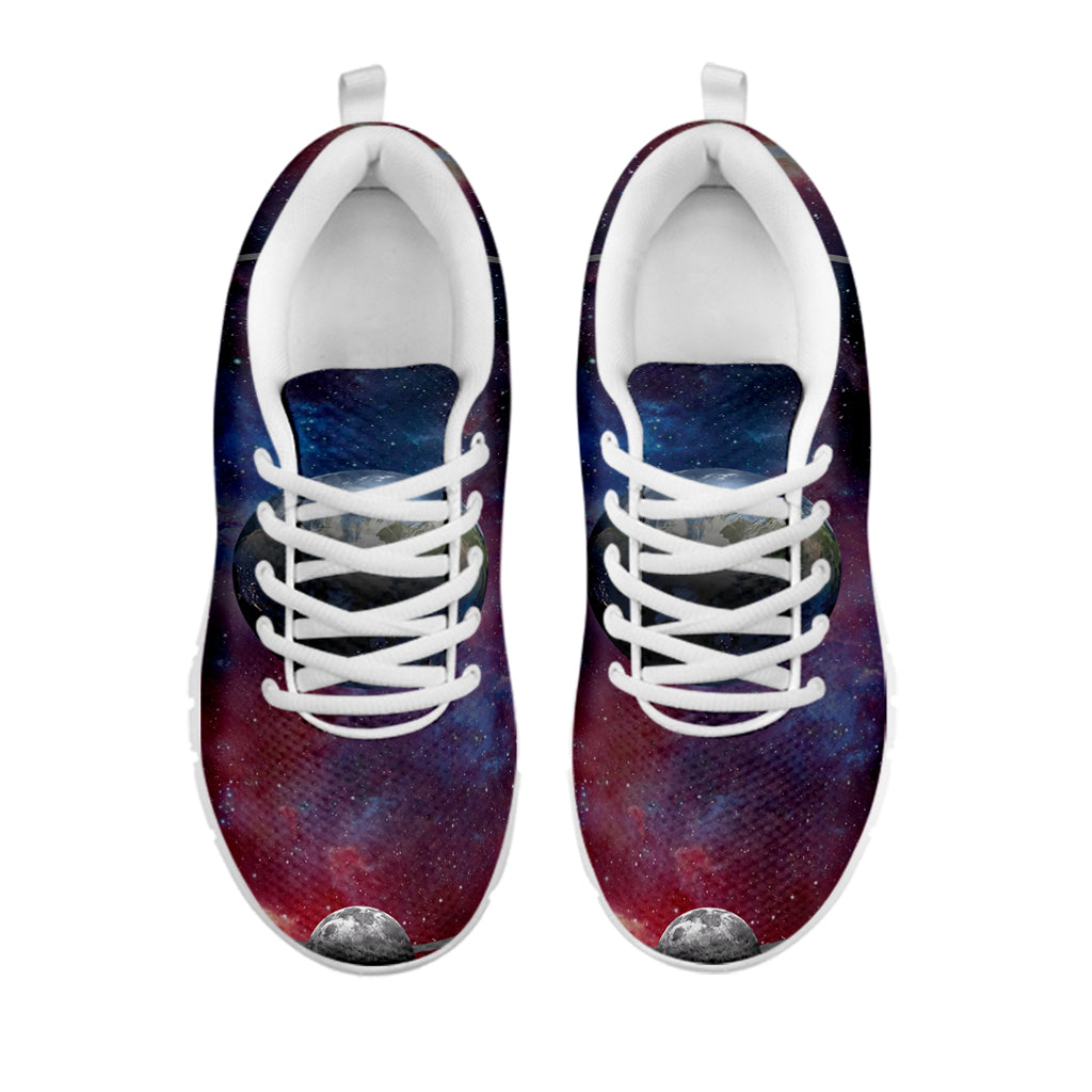 Galaxy Lunar Phase Print White Sneakers