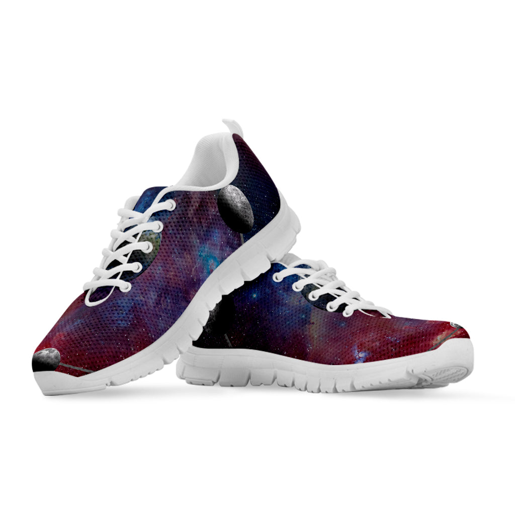 Galaxy Lunar Phase Print White Sneakers
