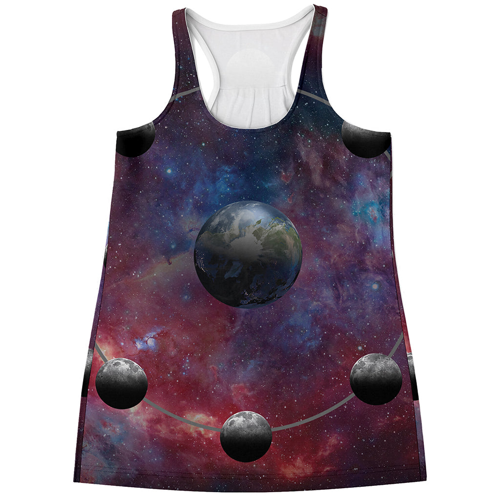 Galaxy Lunar Phase Print Women's Racerback Tank Top