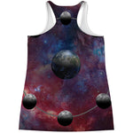 Galaxy Lunar Phase Print Women's Racerback Tank Top