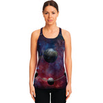 Galaxy Lunar Phase Print Women's Racerback Tank Top