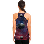 Galaxy Lunar Phase Print Women's Racerback Tank Top