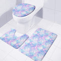 Galaxy Mermaid Scales Pattern Print 3 Piece Bath Mat Set
