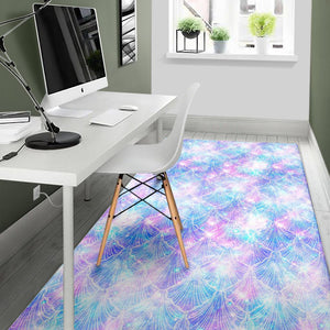 Galaxy Mermaid Scales Pattern Print Area Rug GearFrost