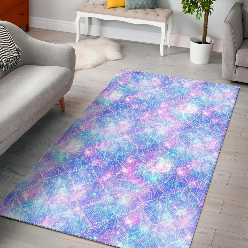 Galaxy Mermaid Scales Pattern Print Area Rug GearFrost