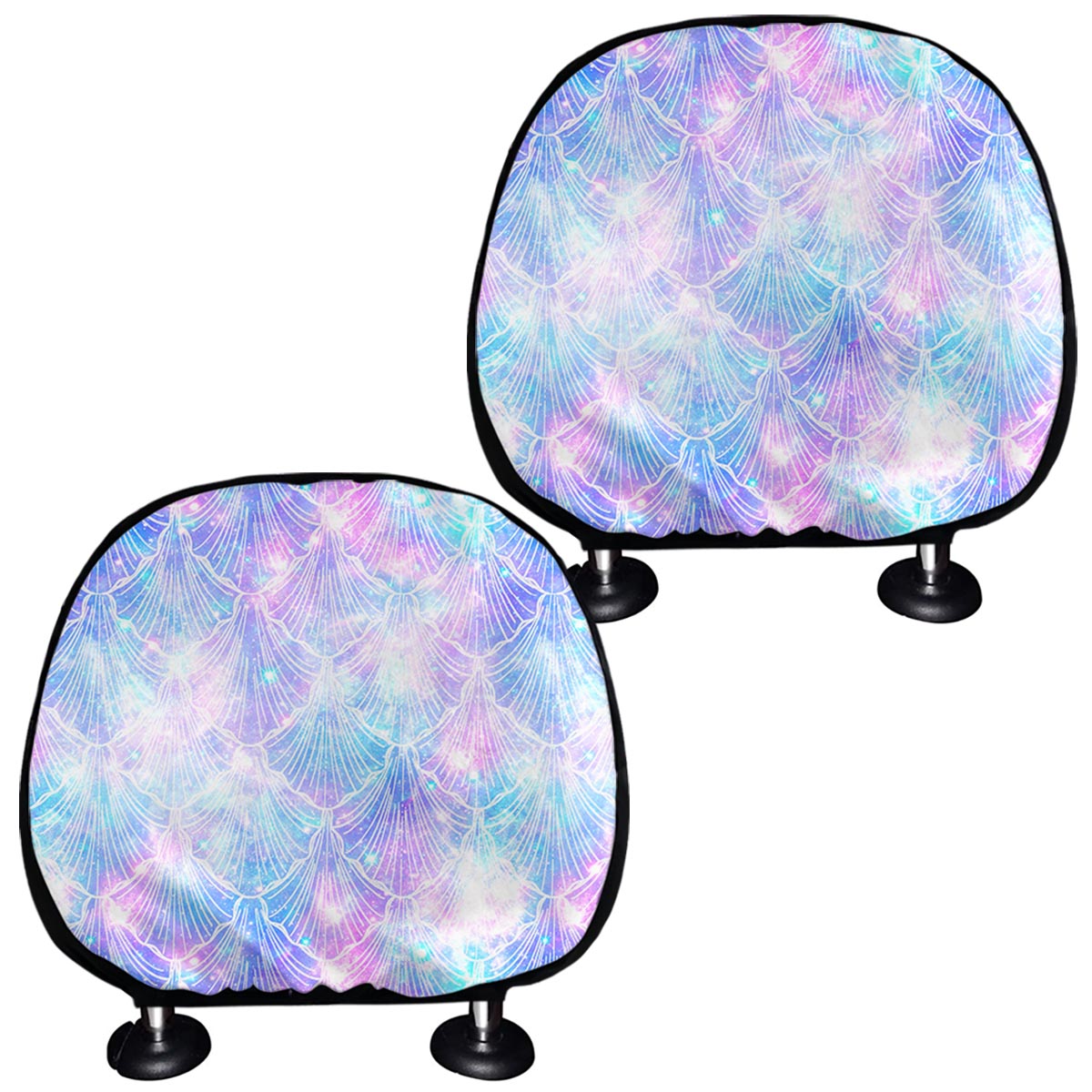 Galaxy Mermaid Scales Pattern Print Car Headrest Covers
