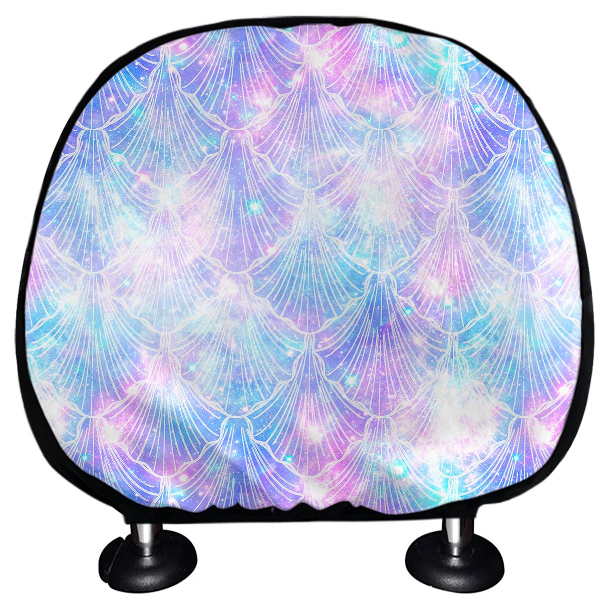 Galaxy Mermaid Scales Pattern Print Car Headrest Covers