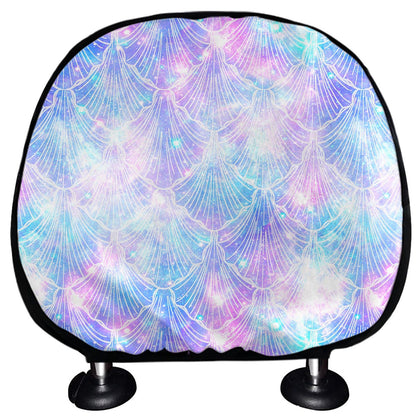 Galaxy Mermaid Scales Pattern Print Car Headrest Covers