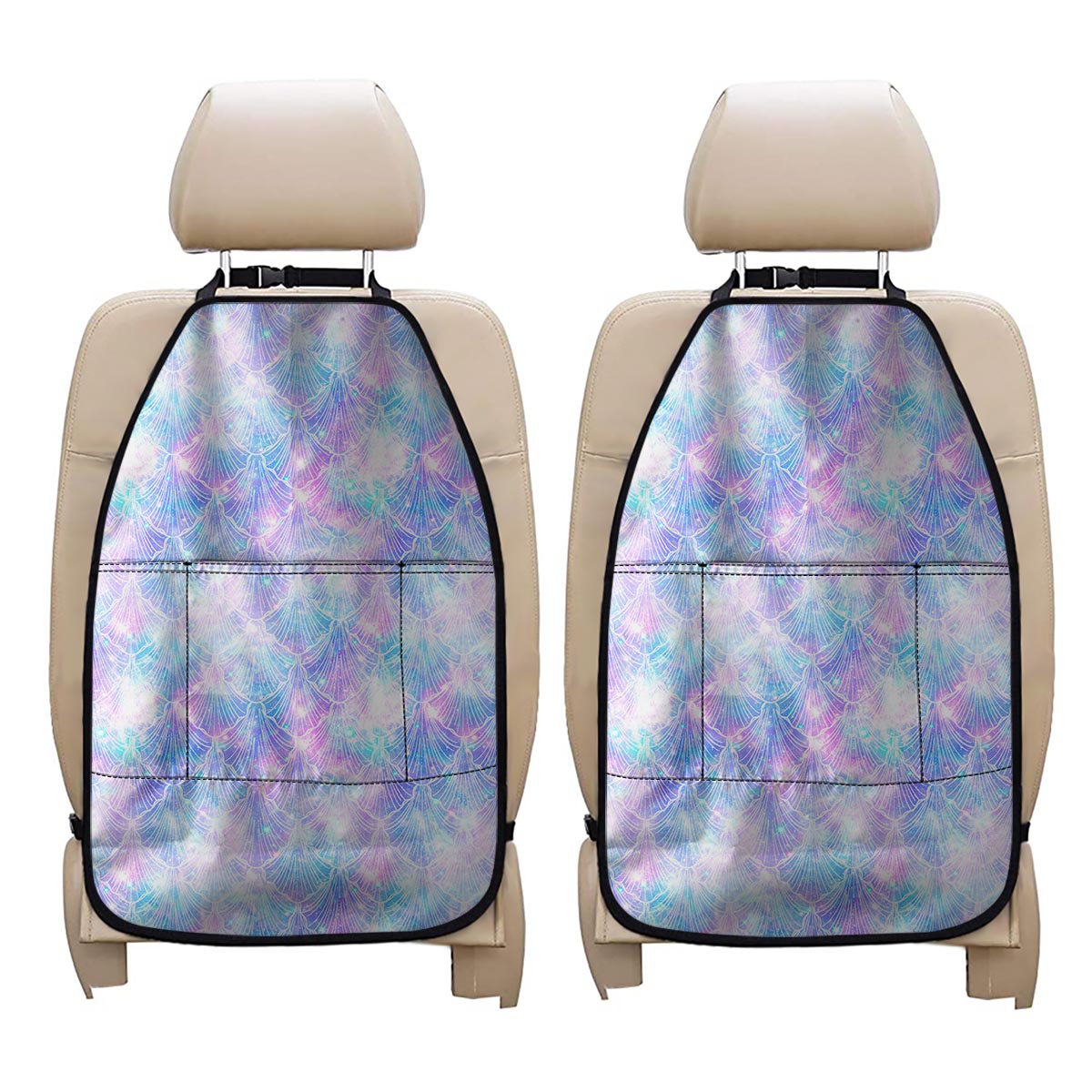 Galaxy Mermaid Scales Pattern Print Car Seat Organizers