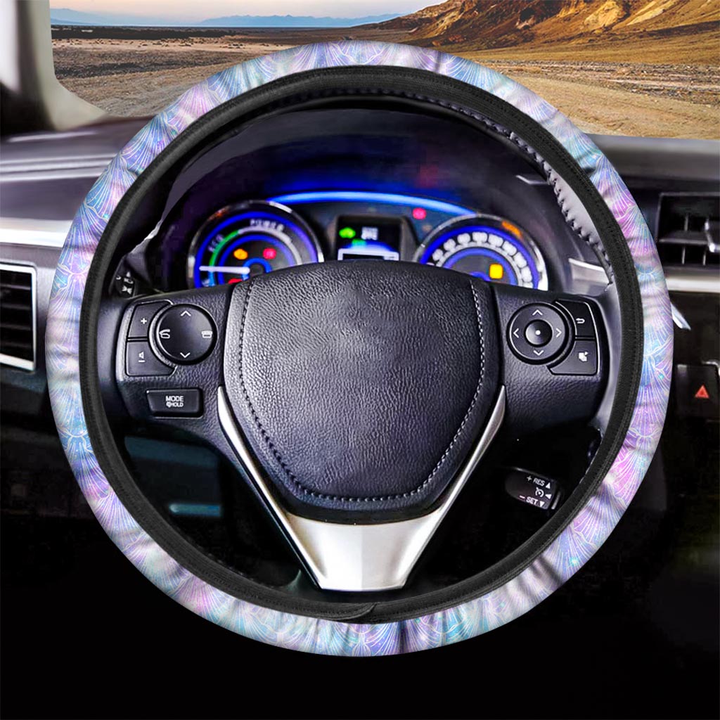Galaxy Mermaid Scales Pattern Print Car Steering Wheel Cover