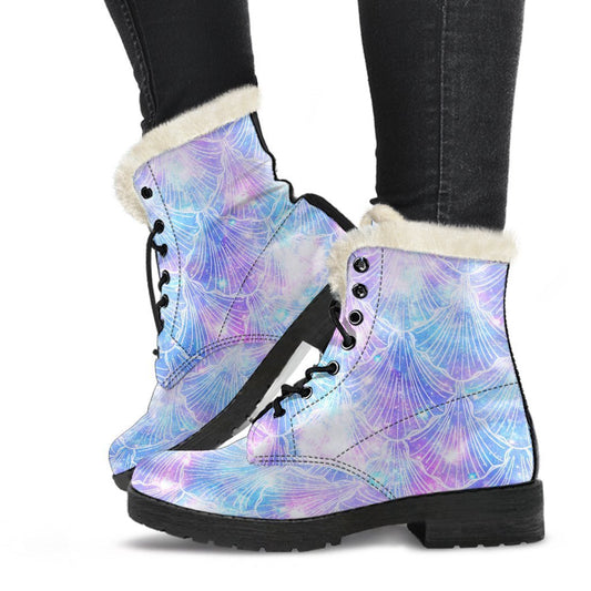 Galaxy Mermaid Scales Pattern Print Comfy Boots GearFrost