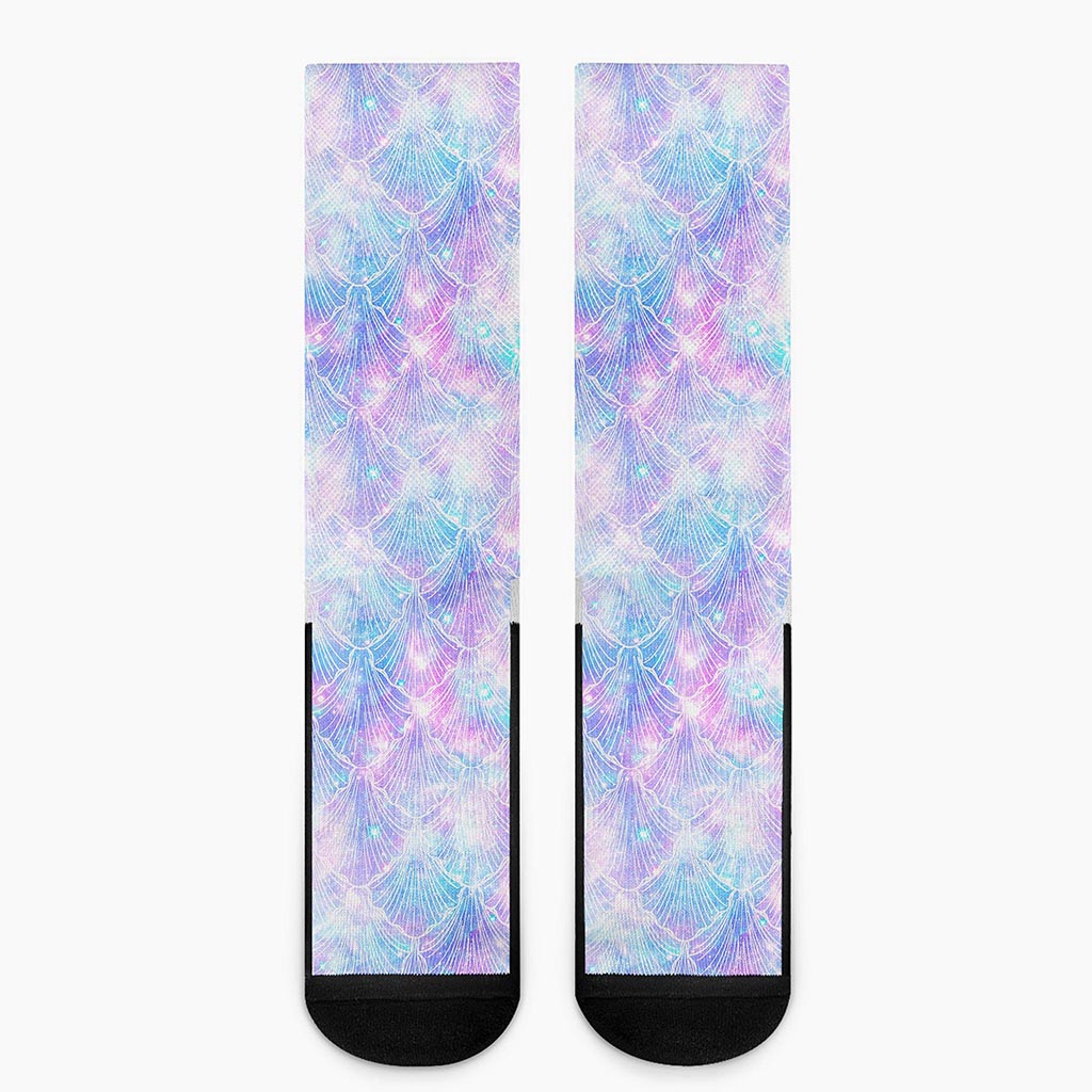 Galaxy Mermaid Scales Pattern Print Crew Socks