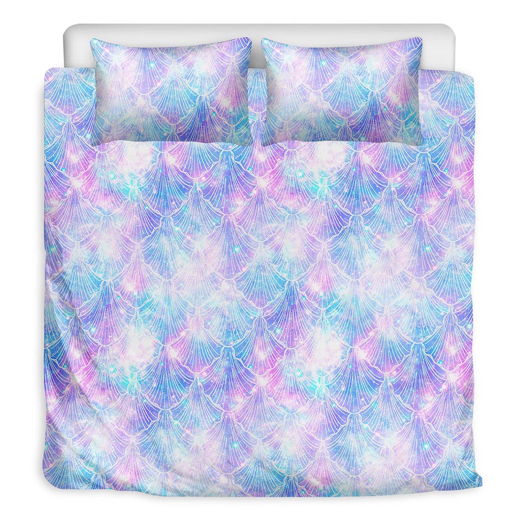 Galaxy Mermaid Scales Pattern Print Duvet Cover Bedding Set