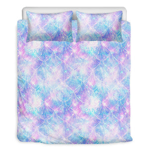 Galaxy Mermaid Scales Pattern Print Duvet Cover Bedding Set