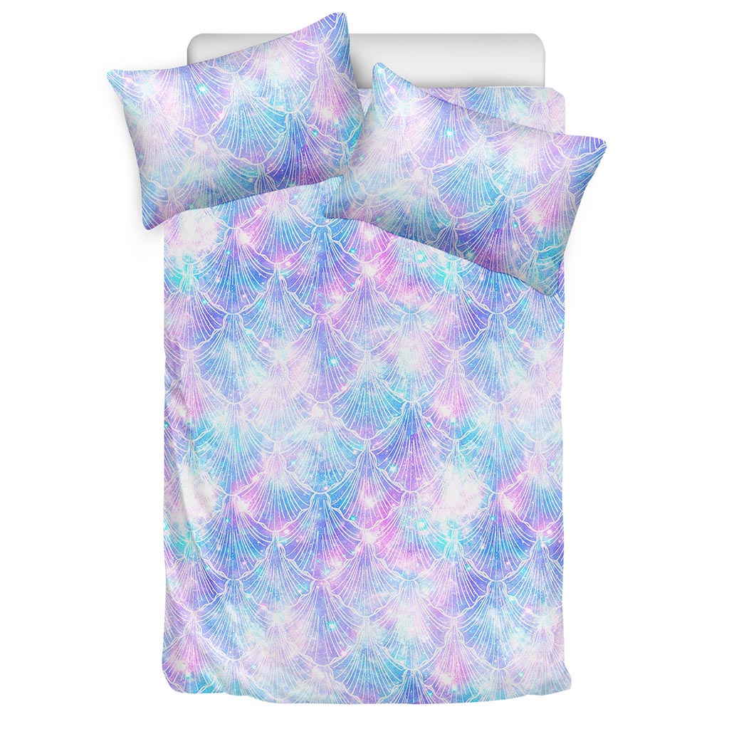 Galaxy Mermaid Scales Pattern Print Duvet Cover Bedding Set