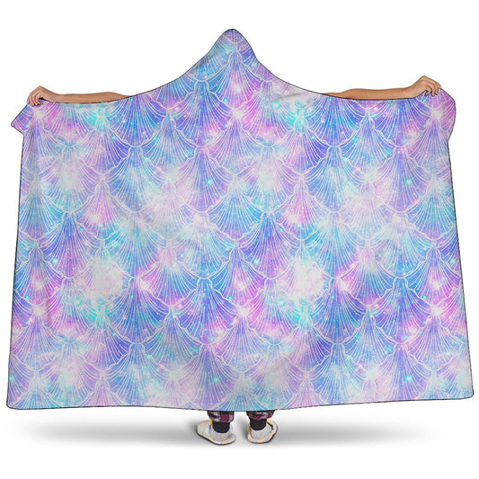 Galaxy Mermaid Scales Pattern Print Hooded Blanket