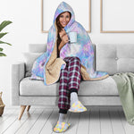Galaxy Mermaid Scales Pattern Print Hooded Blanket
