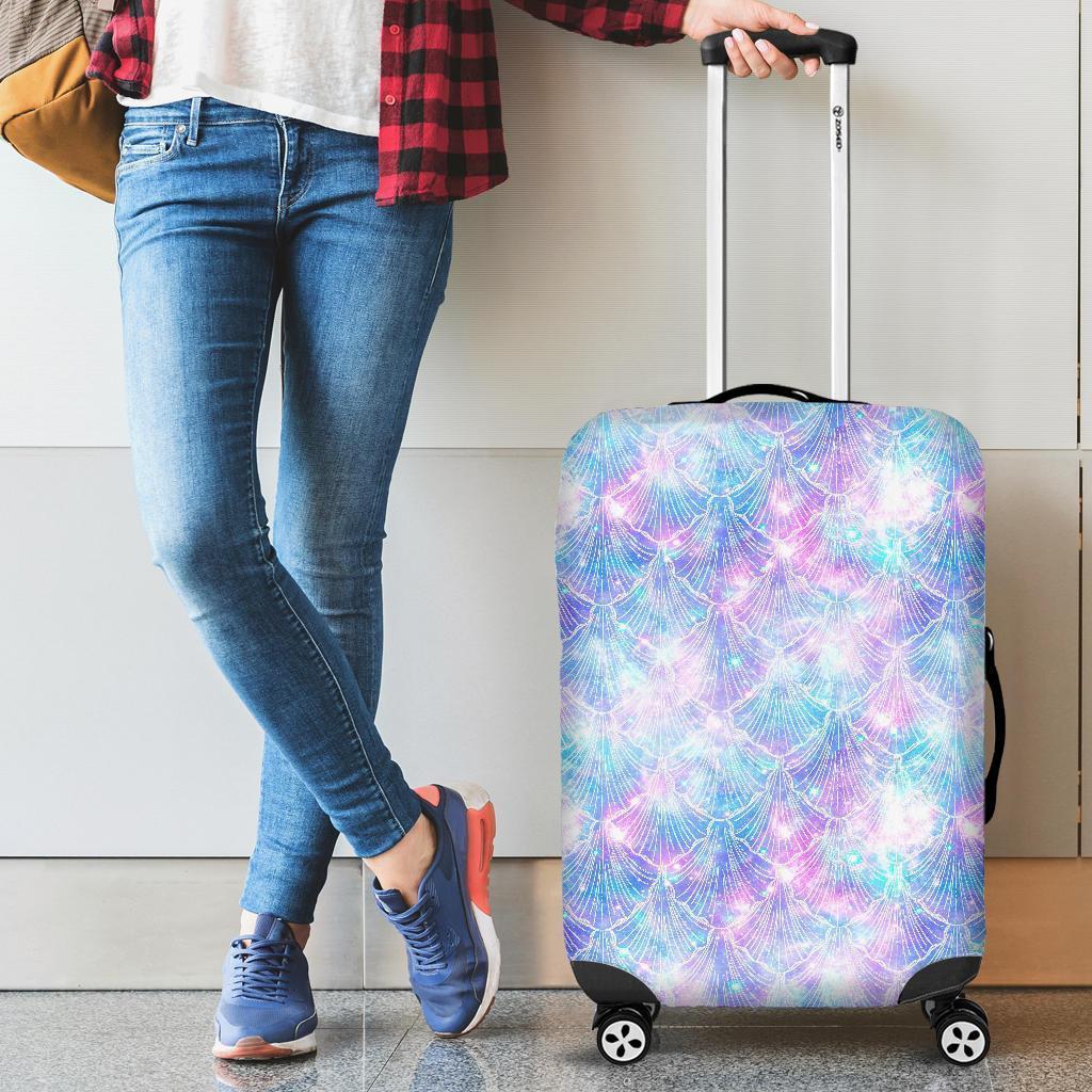 Galaxy Mermaid Scales Pattern Print Luggage Cover GearFrost