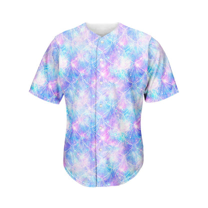Galaxy Mermaid Scales Pattern Print Men's Baseball Jersey