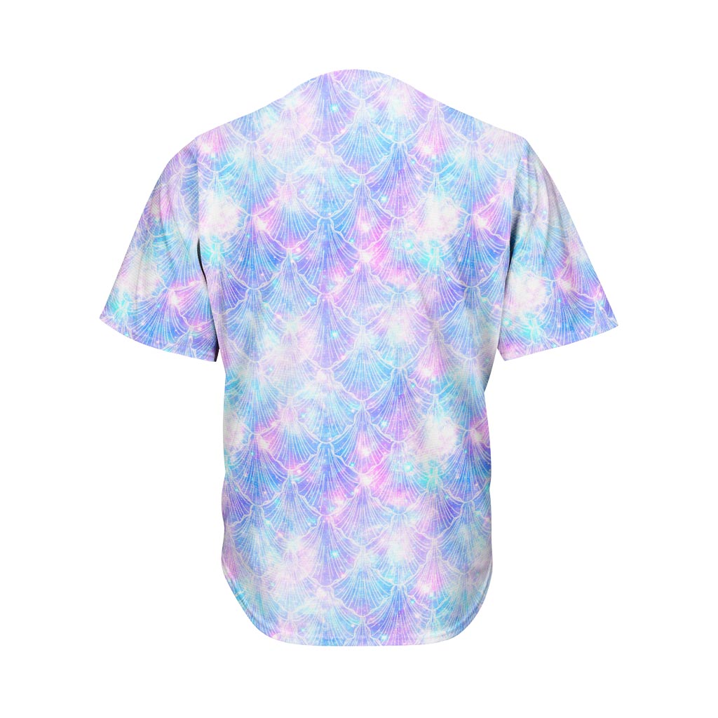 Galaxy Mermaid Scales Pattern Print Men's Baseball Jersey