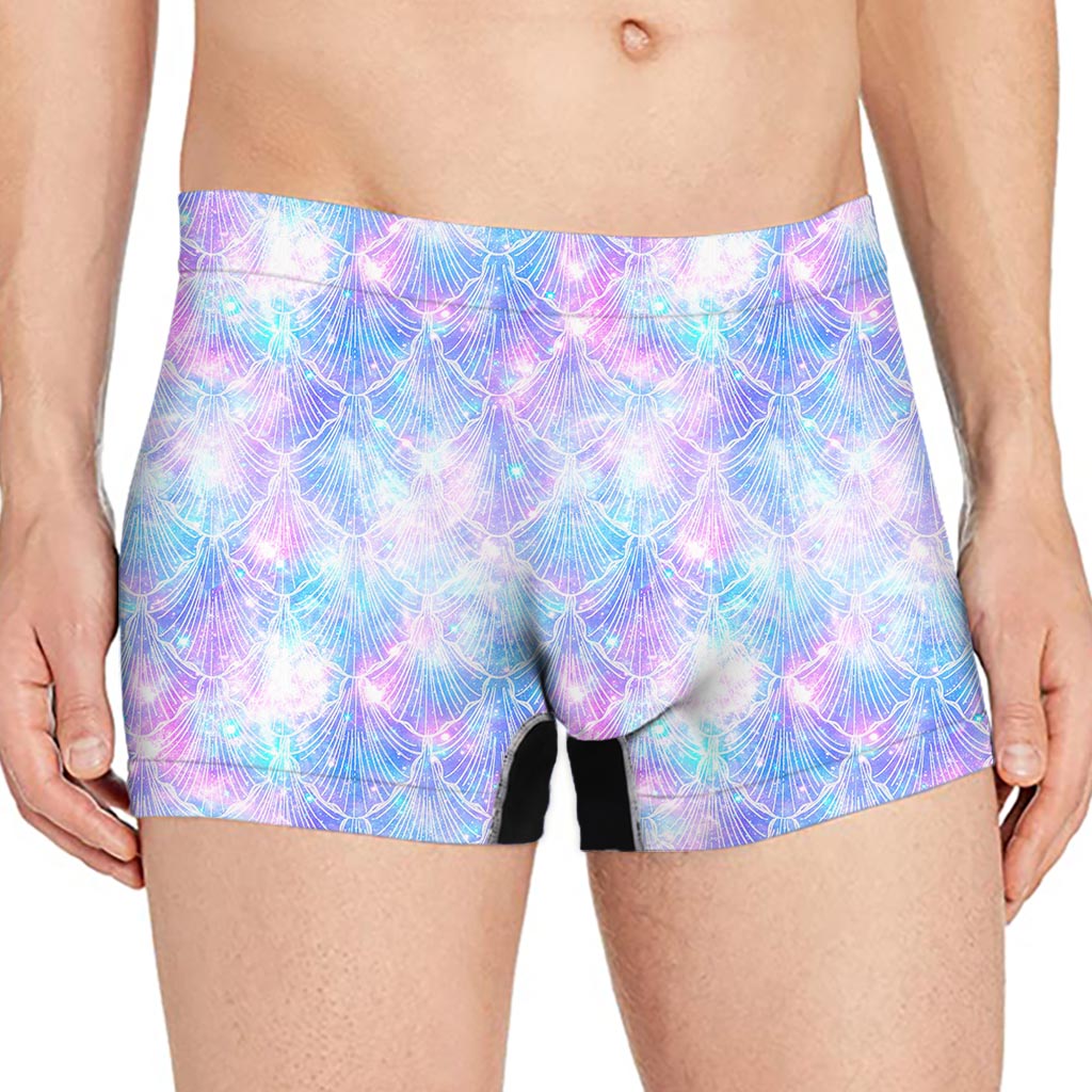Galaxy Mermaid Scales Pattern Print Men's Boxer Briefs