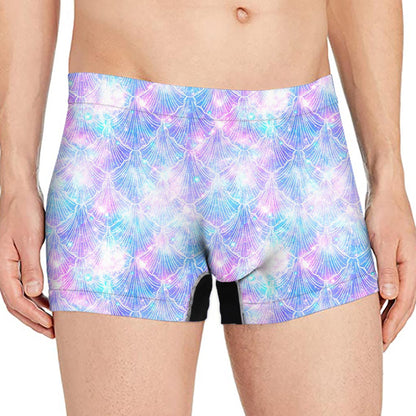 Galaxy Mermaid Scales Pattern Print Men's Boxer Briefs