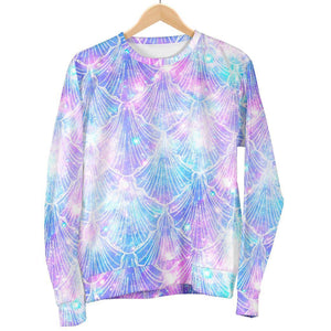 Galaxy Mermaid Scales Pattern Print Men's Crewneck Sweatshirt GearFrost