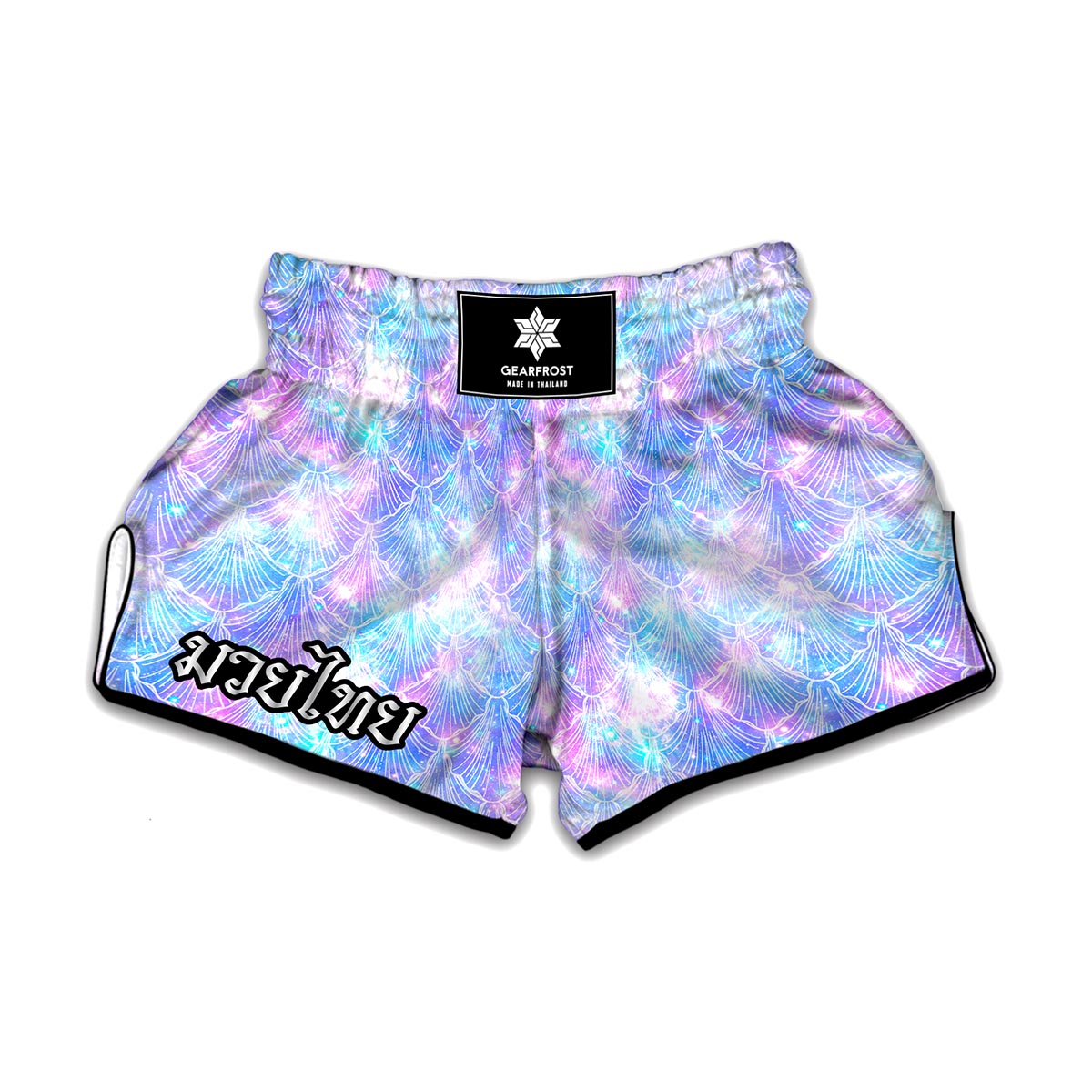 Galaxy Mermaid Scales Pattern Print Muay Thai Boxing Shorts