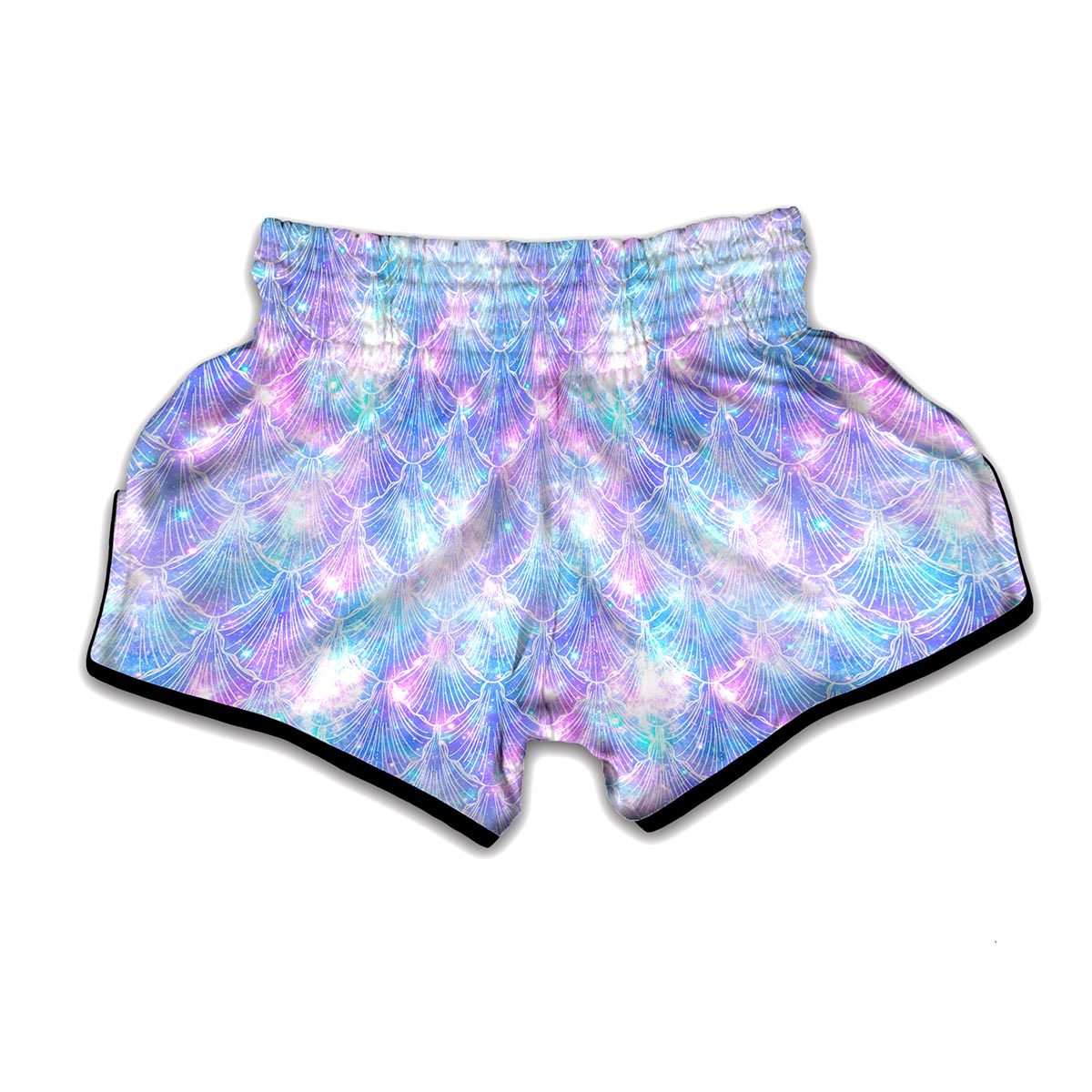 Galaxy Mermaid Scales Pattern Print Muay Thai Boxing Shorts