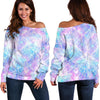 Galaxy Mermaid Scales Pattern Print Off Shoulder Sweatshirt GearFrost