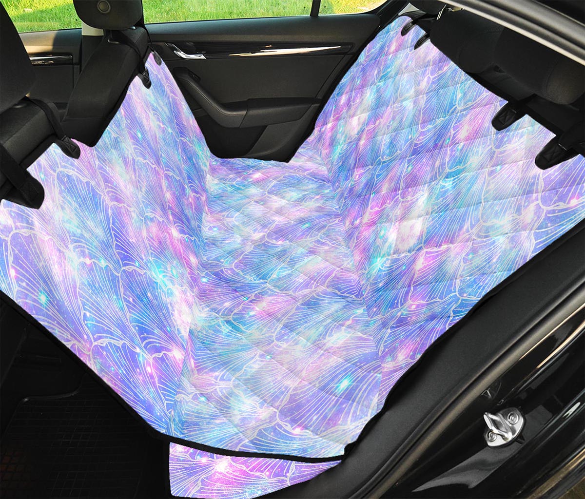 Galaxy Mermaid Scales Pattern Print Pet Car Back Seat Cover