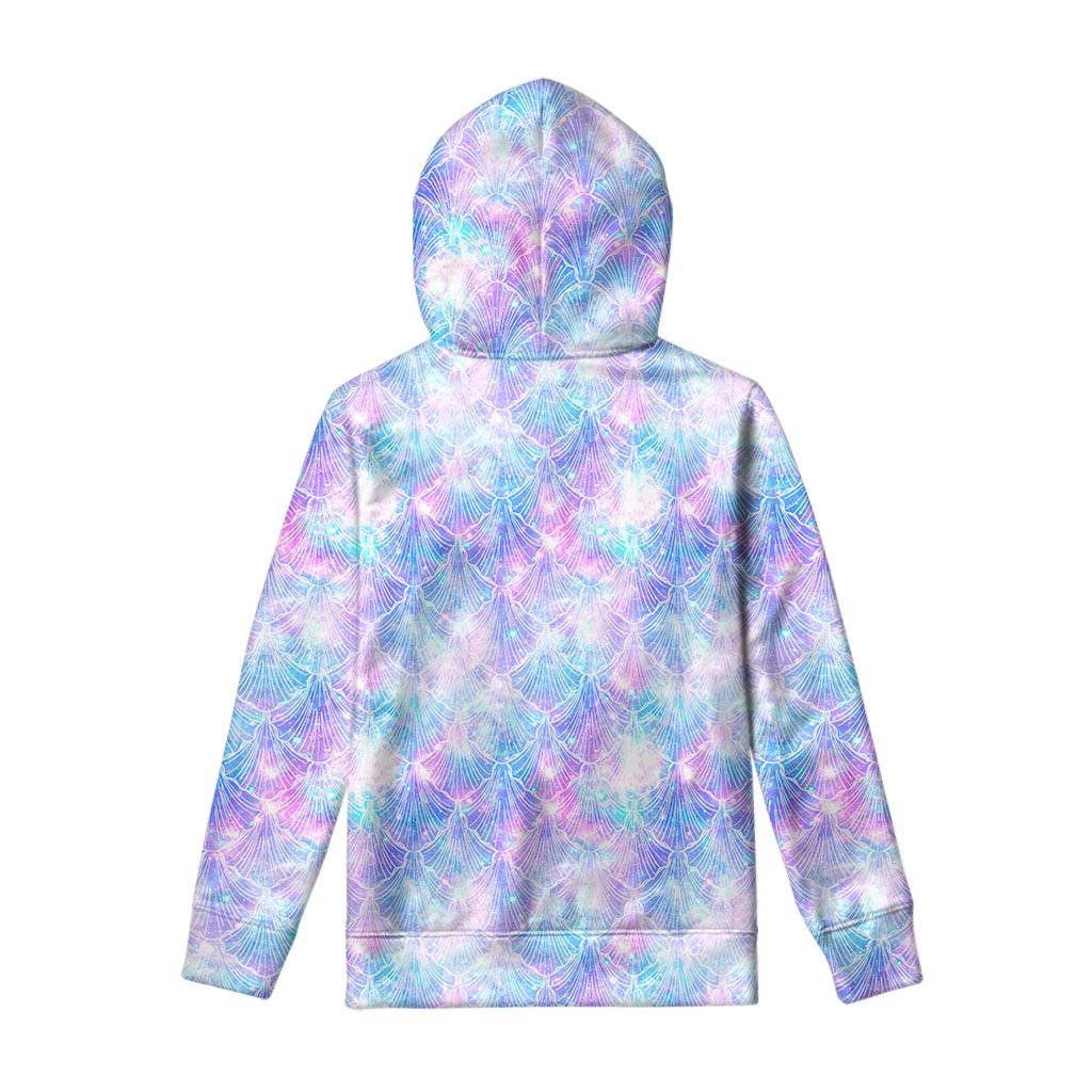Galaxy Mermaid Scales Pattern Print Pullover Hoodie