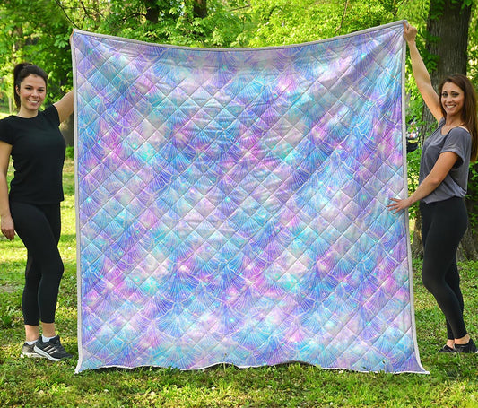 Galaxy Mermaid Scales Pattern Print Quilt