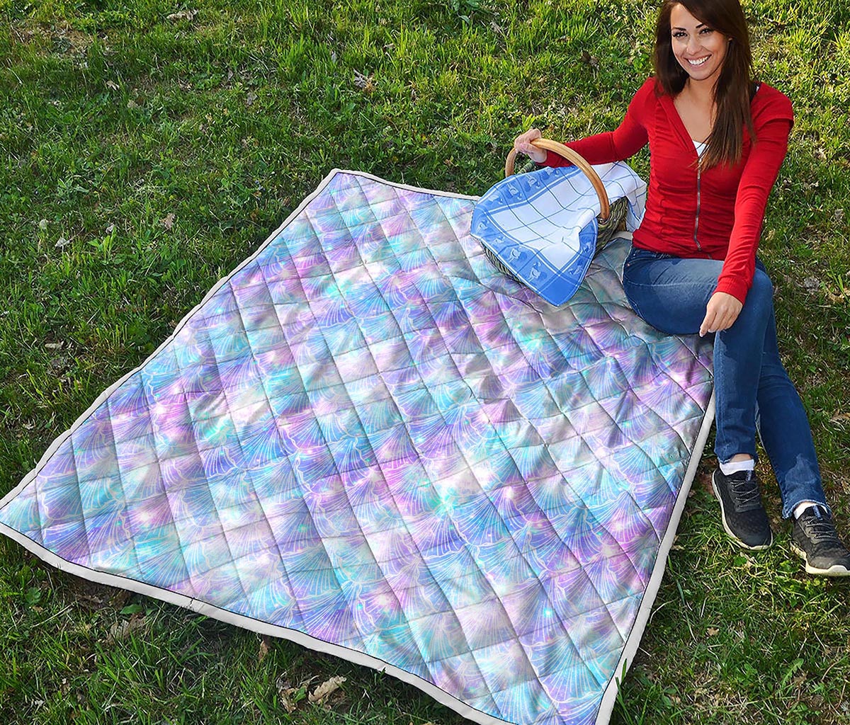 Galaxy Mermaid Scales Pattern Print Quilt
