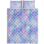 Galaxy Mermaid Scales Pattern Print Quilt Bed Set