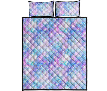 Galaxy Mermaid Scales Pattern Print Quilt Bed Set