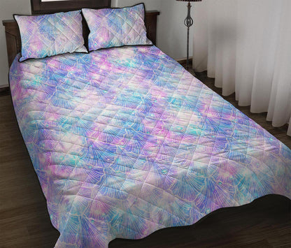 Galaxy Mermaid Scales Pattern Print Quilt Bed Set