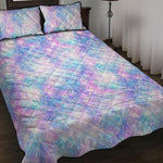 Galaxy Mermaid Scales Pattern Print Quilt Bed Set