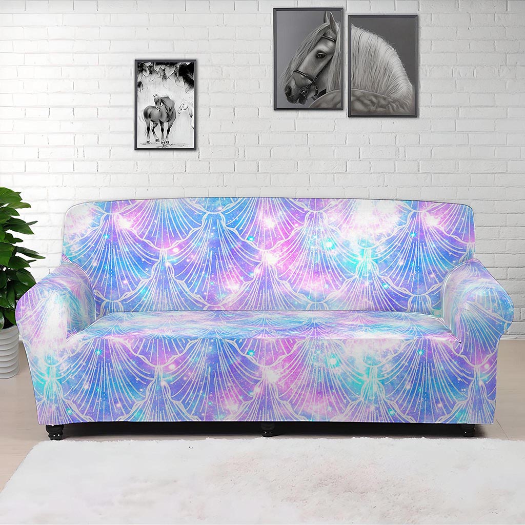 Galaxy Mermaid Scales Pattern Print Sofa Cover