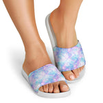 Galaxy Mermaid Scales Pattern Print White Slide Sandals