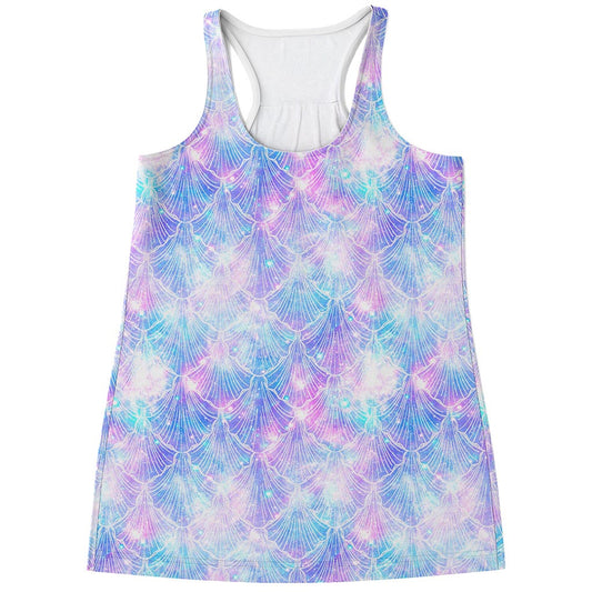 Galaxy Mermaid Scales Pattern Print Women's Racerback Tank Top